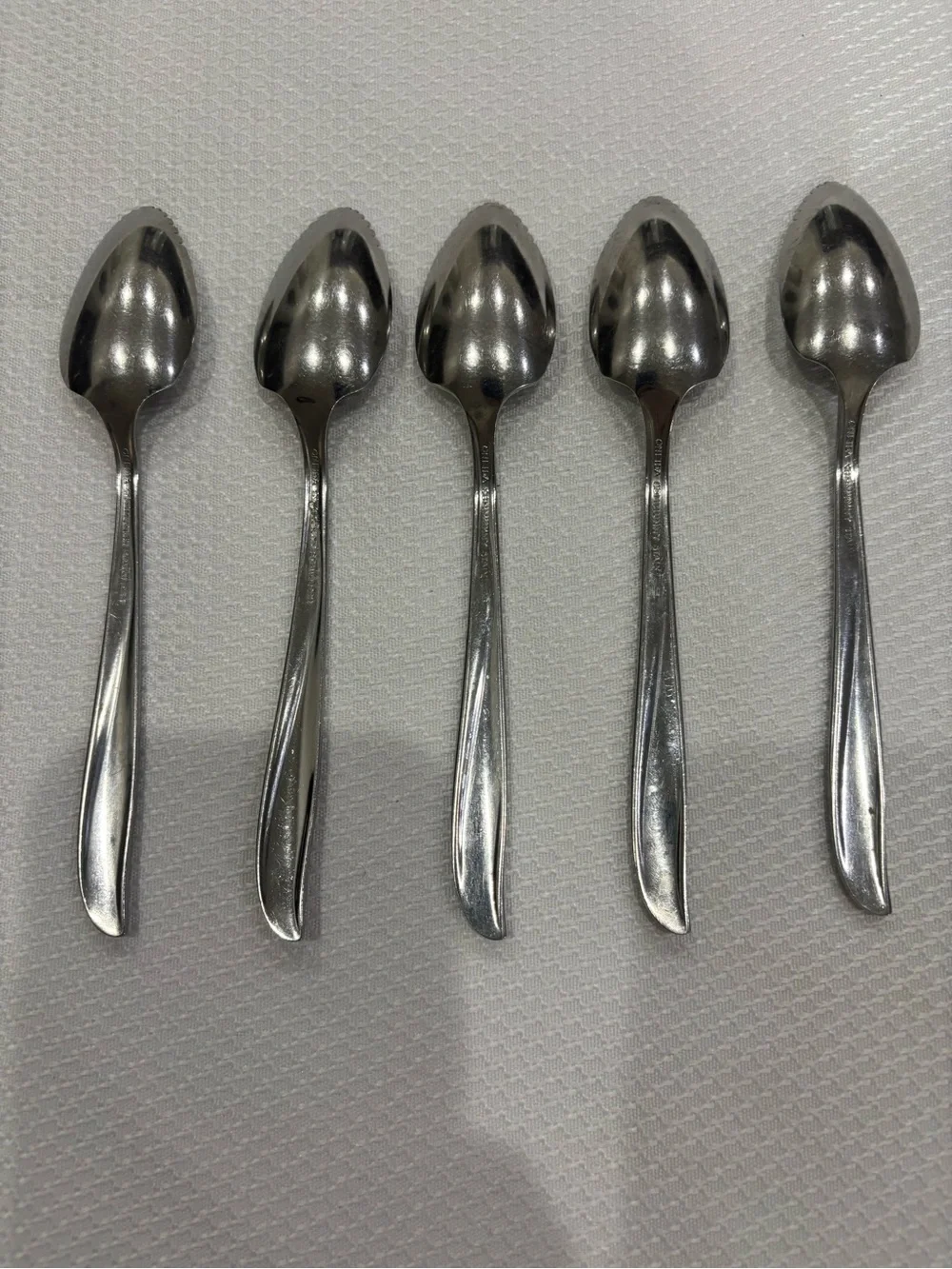5 Vtg Oneida Community Twin Star Stainless Grapefruit Spoons Atomic Starburst